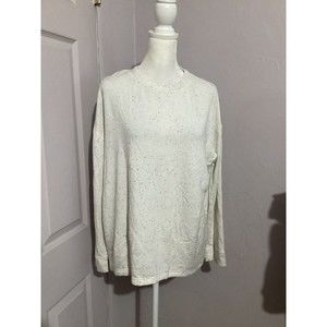 Three Dots Anthropologie Ivory Multi Color Speckle Pullover Long Sleeve Top